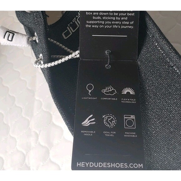 NWT Hey Dude Wally Funk Opal Bolt Black Mens Size 13 Slip-On Casual Shoes - Picture 8 of 9